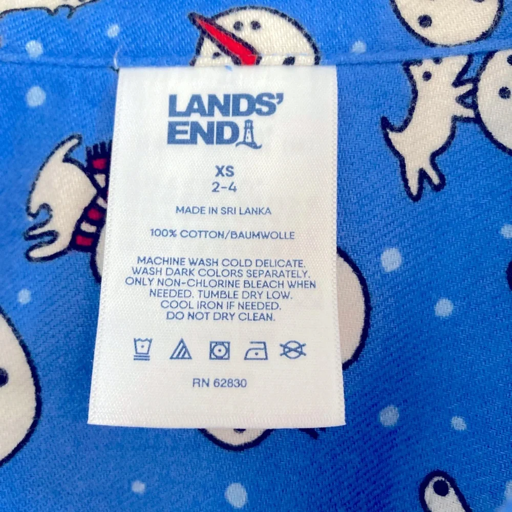 Lands’ End Snowman Dog Print Nightgown XS Cotton Winter‎ Sleepwear